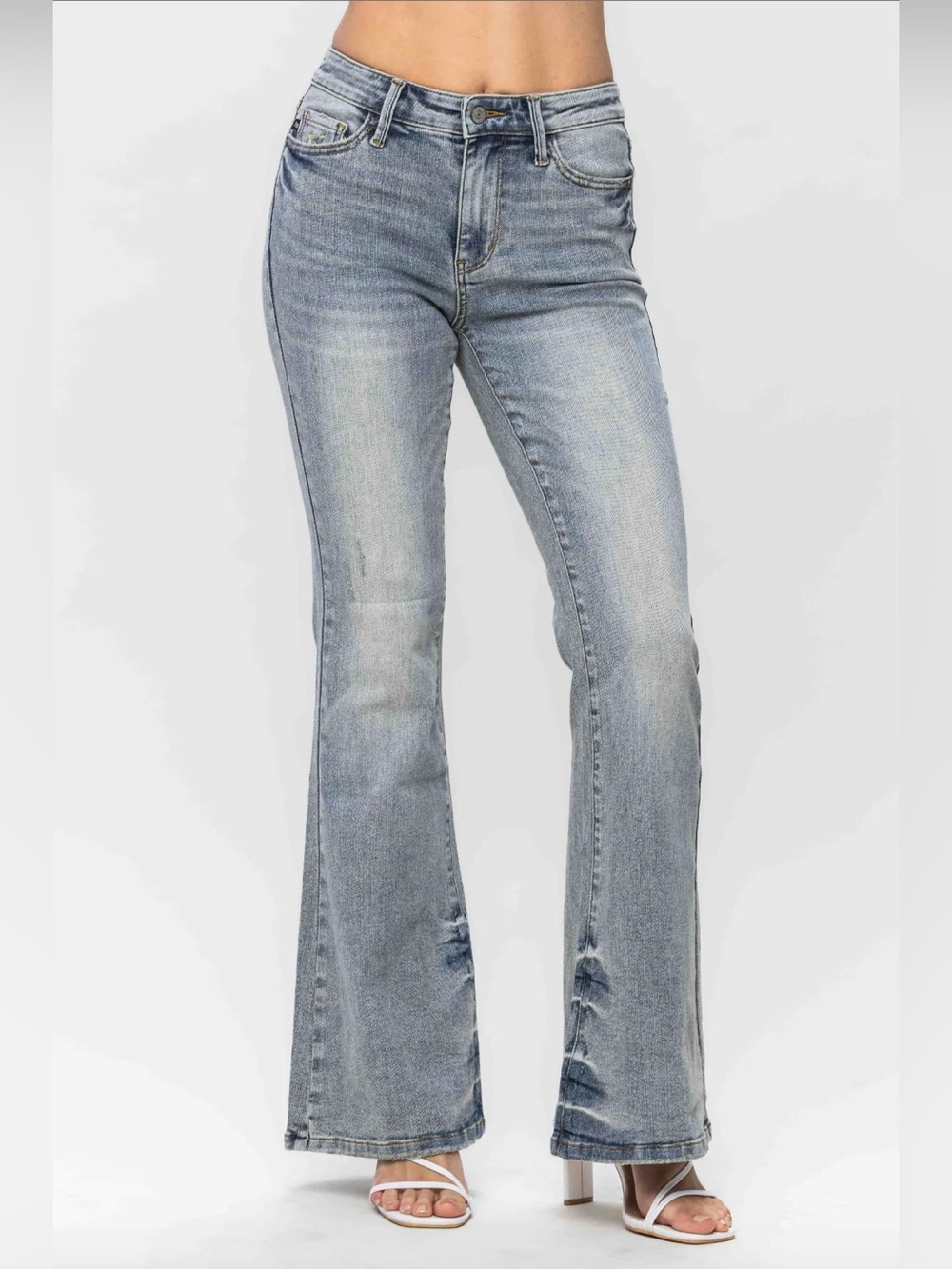 NWT Judy Blue Mid Rise Tinted Pin Tack Detail Flare Fit Jeans, Women's 15/32